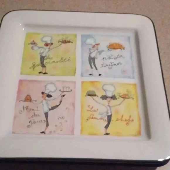 🌹2 very large square Italian plates - Picture 1 of 9